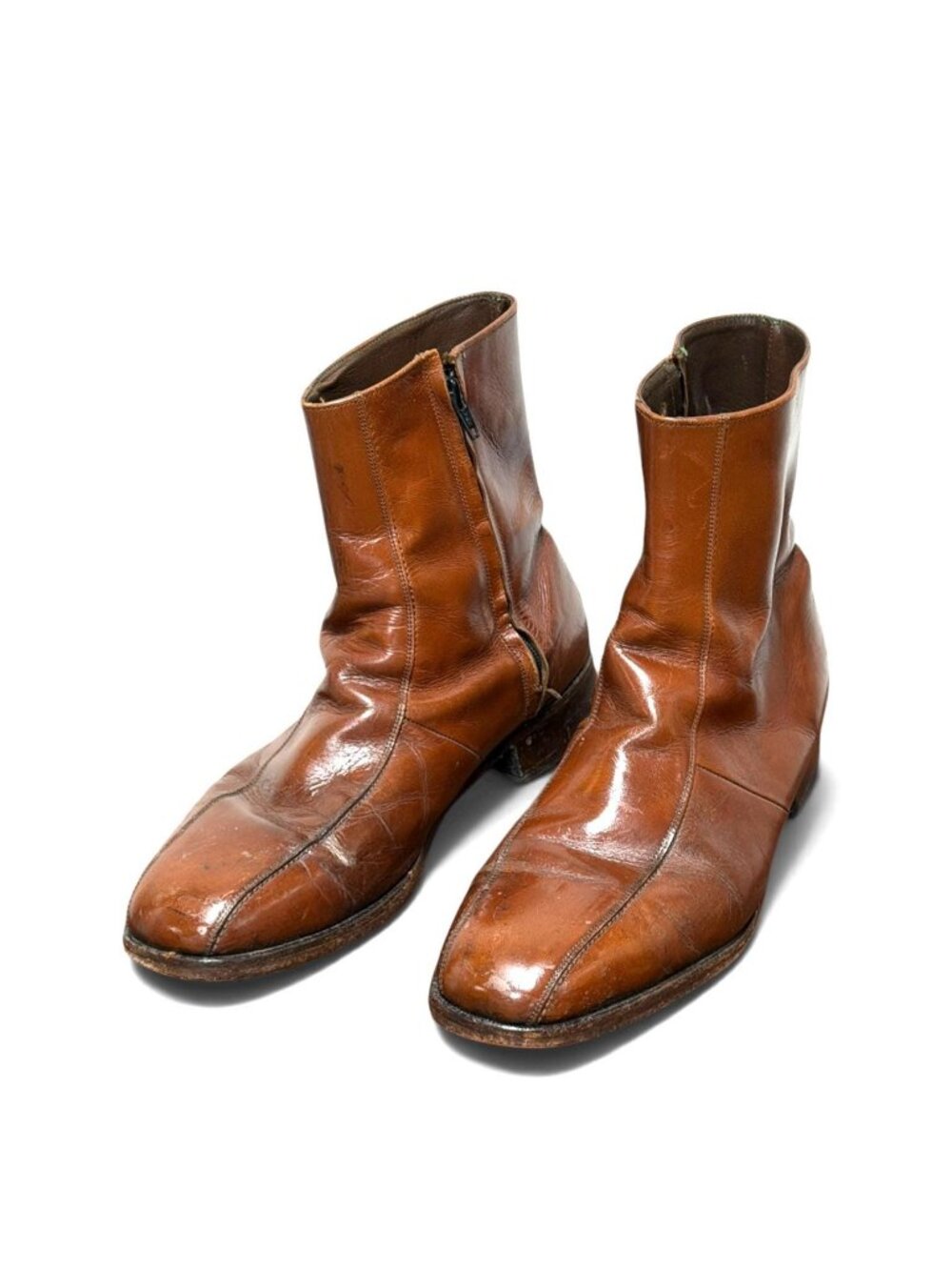 Vintage 70s Florsheim Imperial Leather Side Zip Beatle Boots 10 3E Extra Wide